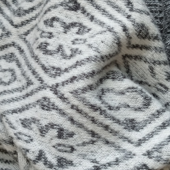 Abercrombie & Fitch Grey & Winter White Wool Nylon Open Long Sleeve Cardigan M/L - Picture 8 of 9